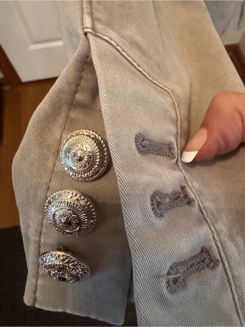 White House Black Market Light Beige Double-Breasted Tailored Blazer - Picture 7 of 12
